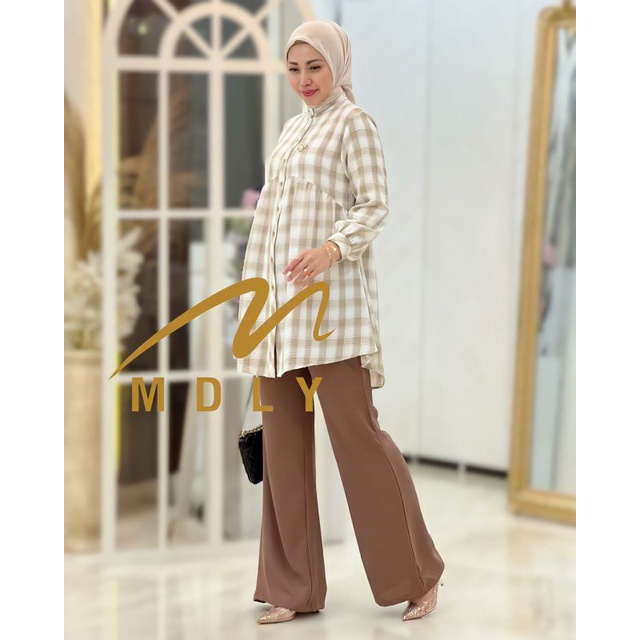 Gamis Dress Stelan Wanita Terbaru Special Ungu dan Kuning  Helua Set By Mdly