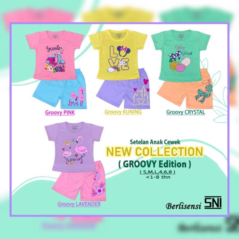 KELFI SETELAN ANAK CEWEK KOMBINASI/SET BAJU ANAK CEWEK GROOVY