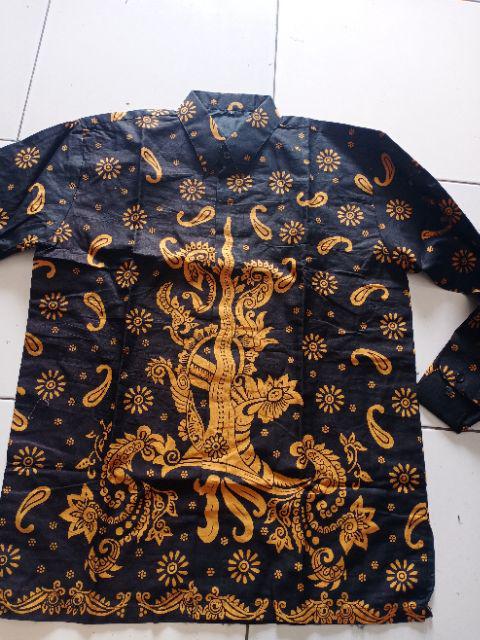 Batik Solo Keris Emas Kemeja Pria Katun Halus Lengan Panjang Full Furing