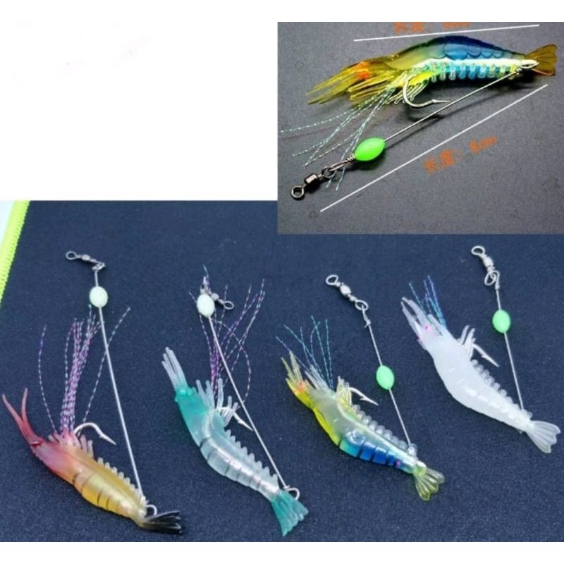 Umpan pancing soft lure udang 1 buah karet cocok untuk casting lure