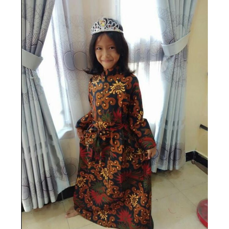 JAVA GA007 gamis anak batik katun halus couplee pekalongan grosir murah motif bunga