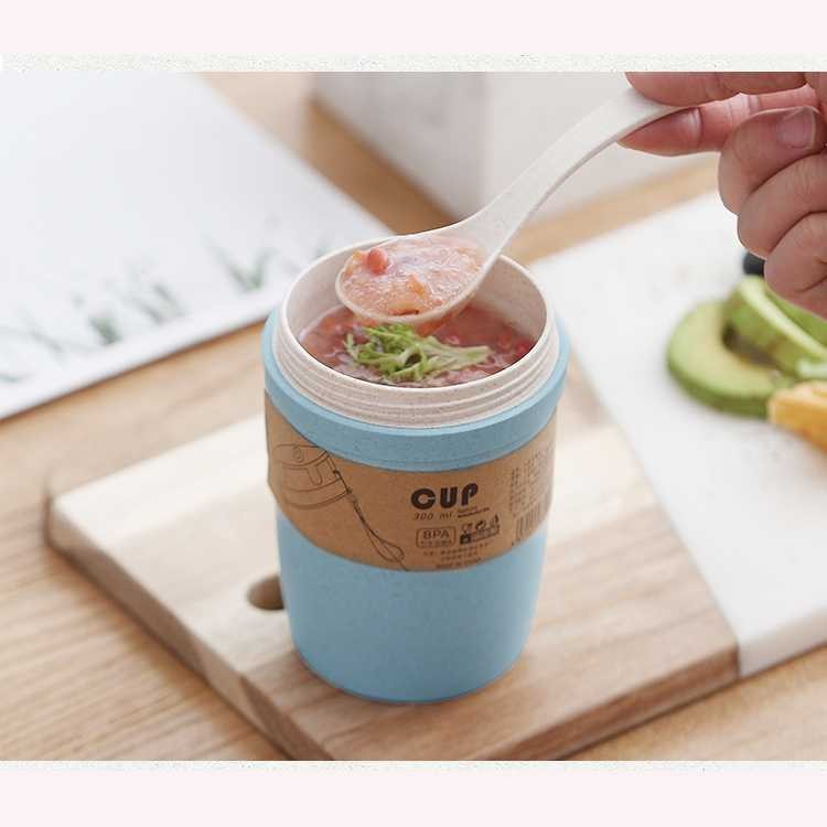 Botol Mini Serbaguna Tahan Panas dan Dingin Oatmeal Breakfast Cup Microwave Mug 300ml