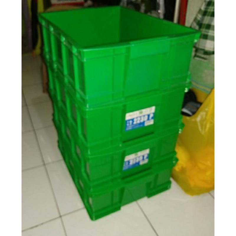 53x38x17 Box Container 27 Liter Green Leaf 2230 P Keranjang Krat Industri 2230P Filter Bak Kolam