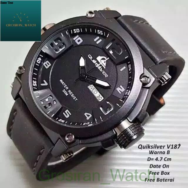 Jam Tangan Pria Sporty Quicksilver Ocean Day Date Kulit [G_W]