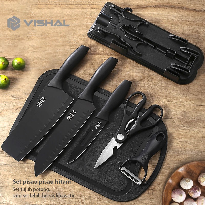 VISHAL 7 IN 1 PISAU SET TALENAN / Pisau Dapur Set Potong Daging Dan Buah/Pisau Dapur Set VS-1821