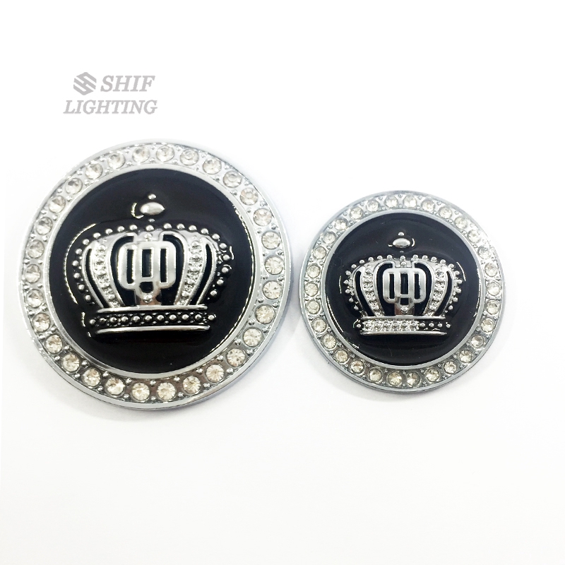 1pc Emblem / Badge Mahkota 3D Bahan Metal Warna Gold / Silver Dengan Kristal / Berlian