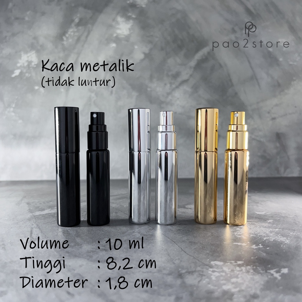 Botol Spray 10ml Kaca Metallic / Metalik Coated - Parfum Travel Size Isi Ulang Decant