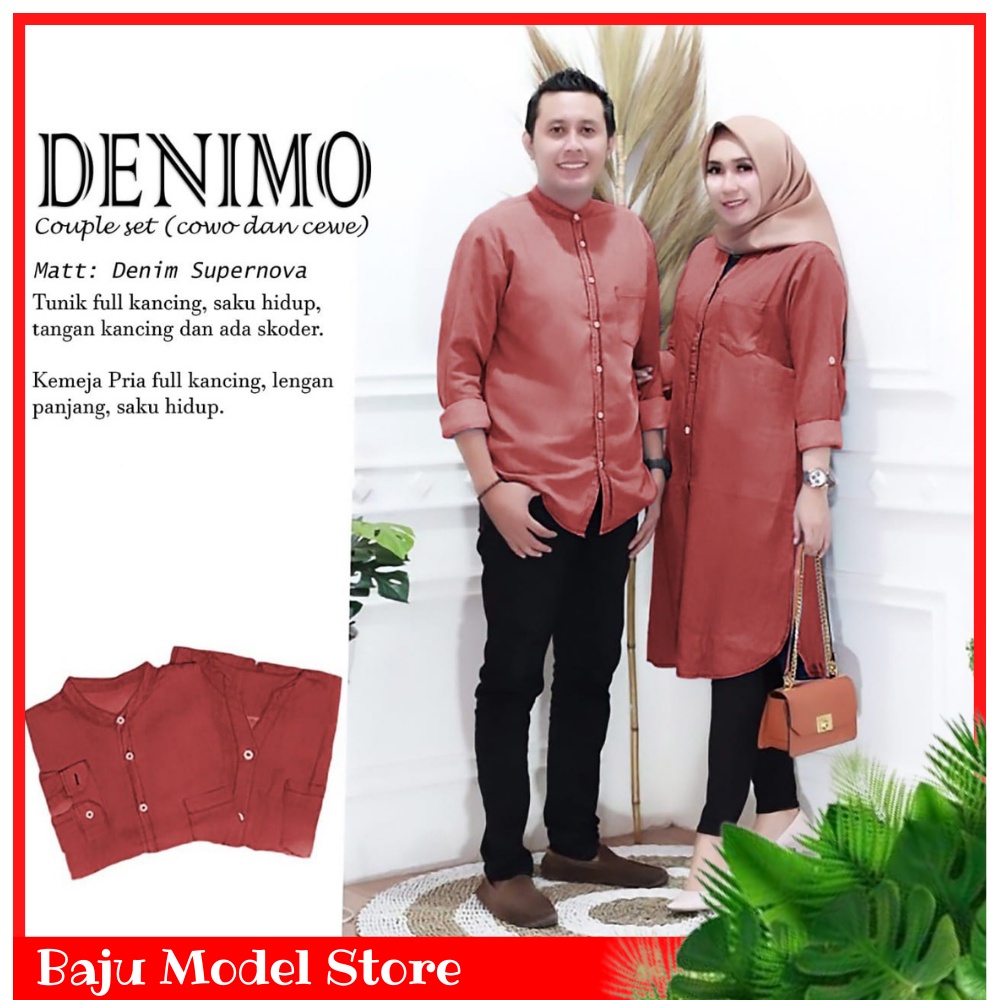 Baju Couple Pasangan Suami Istri Remaja Pria Wanita Muslim CP Denimo Set Couple Tunangan Pesta Konda