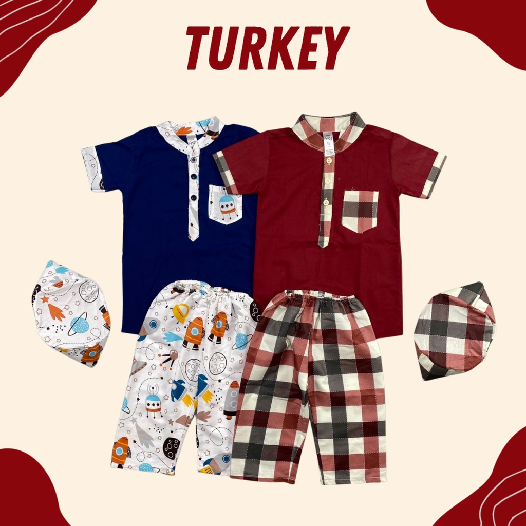 6bln-3th KOKO ANAK TURKEY SETELAN BAJU MUSLIM ANAK by Little Koda (SNI)