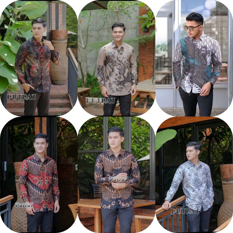 Kemeja Batik modern pria lengan panjang M L XL motif modern clasic