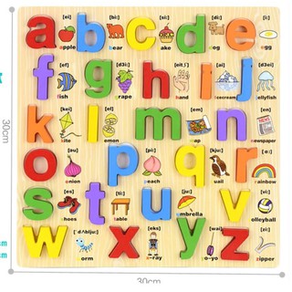 Puzzle Anak ABC Kayu Balok Alphabet Papan Puzzle Chunky 