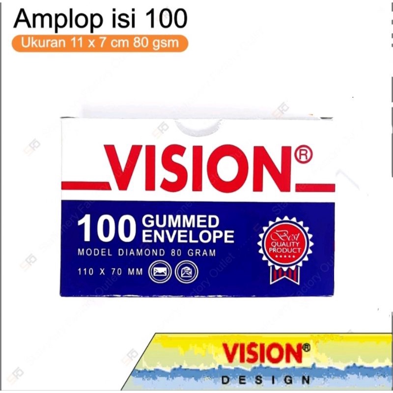 

Amplop Kecil Vision I00 Lembar 80 GSM 1 Pak