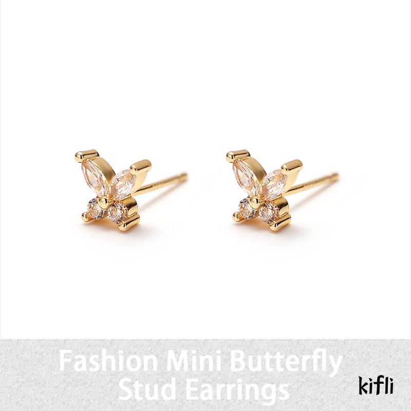 Korea Fashion Micro-Inlaid Zircon,Kupu-kupu Anting-Anting,Emas Sederhana Temperamen Anting,Aksesoris Wanita