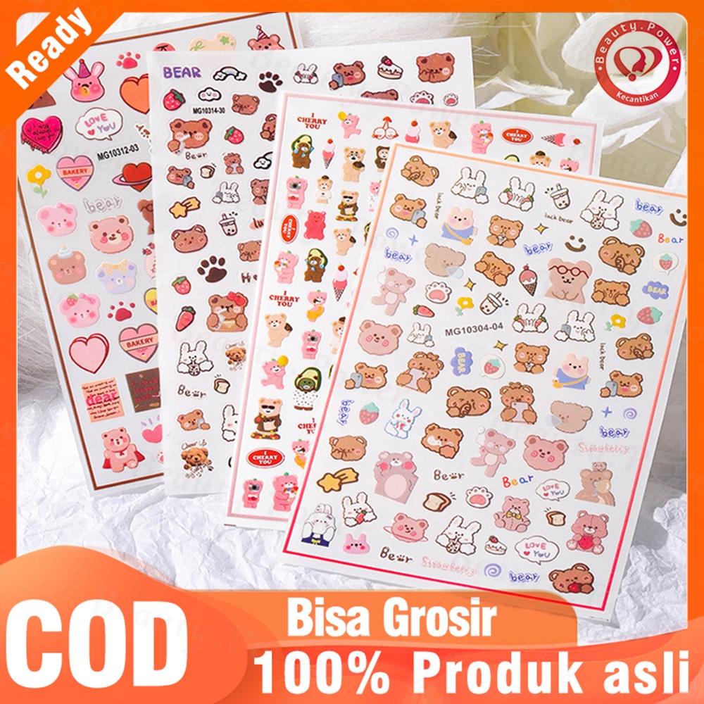 Stiker Kuku Motif Kartun Kelinci / Anjing / Imut Smiley Untuk Aksesoris Nail Art kuku Diy