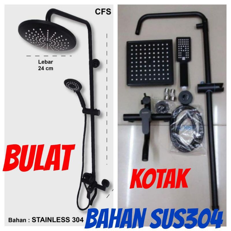 shower tiang set carlo fiotini coulomn black hitam panas dingin stainless SUS304 PROMO