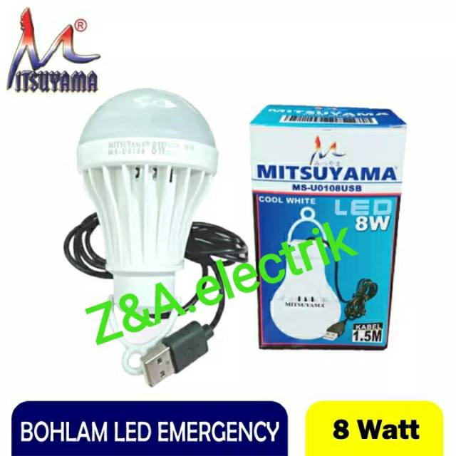 Lampu Bohlam LED USB 1,5m / 8Watt MS-U0108USB MITSUYAMA