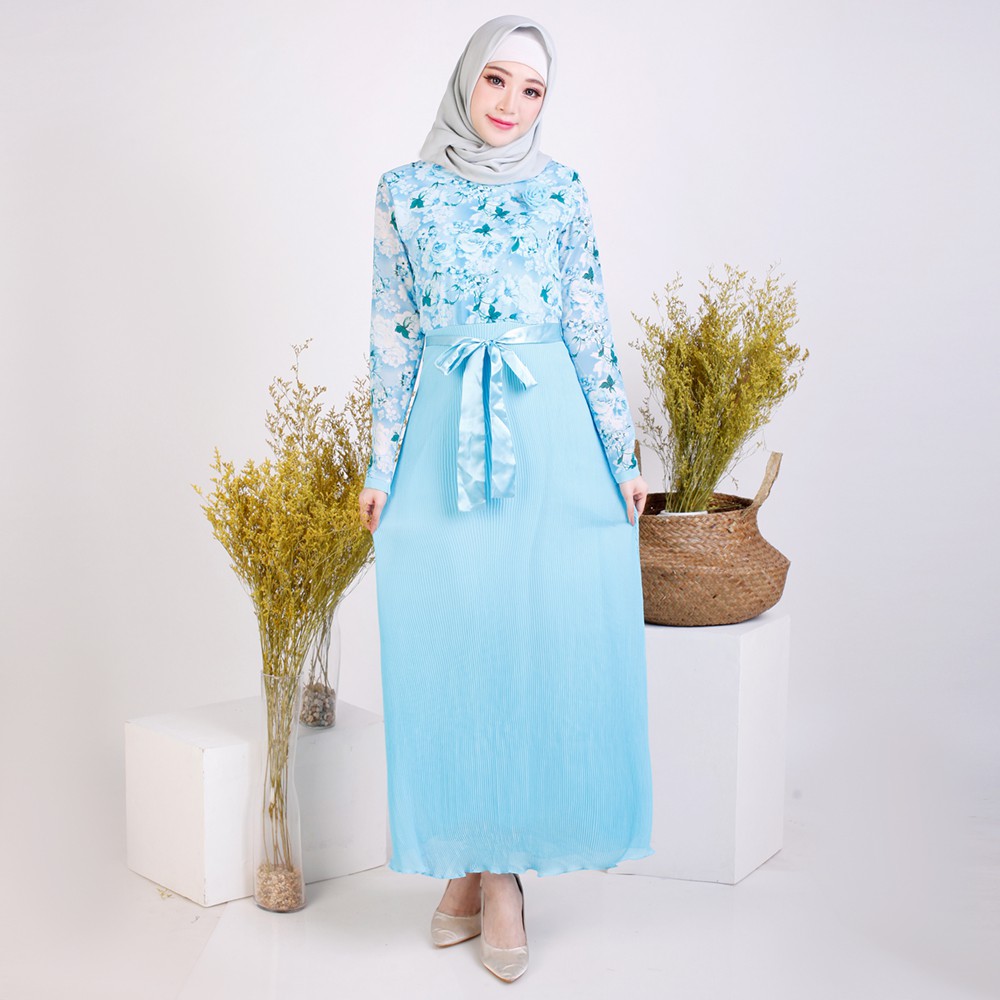 Long Dress gamis Lengan Panjang Sifon Muslimah Model terbaru - XSHOP Karima