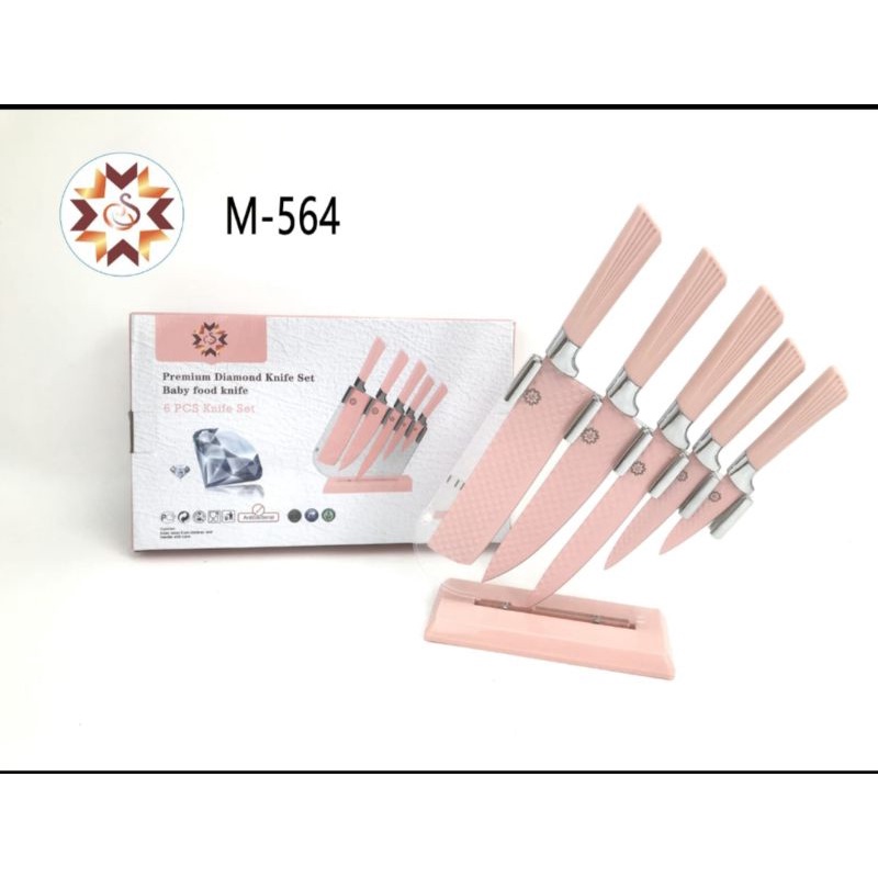 PISAU set keramik DIAMOND 6 in 1 / pisau keramik + tempat flexibel pisau set elegan premium diamon / knife set diamond / pisau dapur set / pisau diamond warna