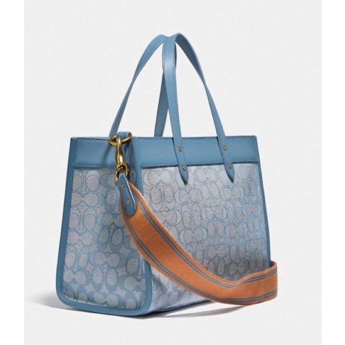 Coach Field Tote 30 In Signature Jacquard (C3282) Light Blue/Chambray