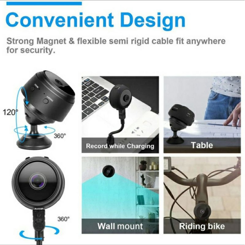 IP Cam A9 Mini Spy WiFi HD 3MP Smart CCTV Wireless Camera Pengintai dan tersembunyi