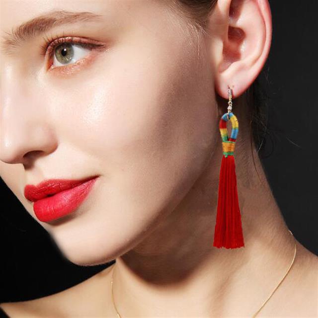 Panjang fringe anting-anting fashion Eropa dan Amerika besar merek aksesoris trendi wanita warna-war