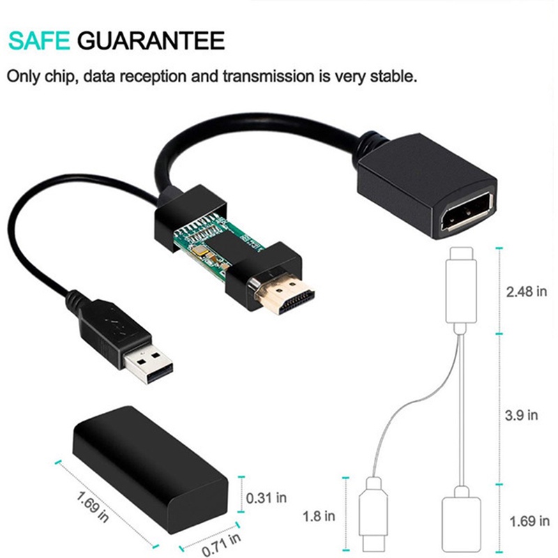 Adapter Konverter Port Display HDMI Male Ke DP 4K Tenaga