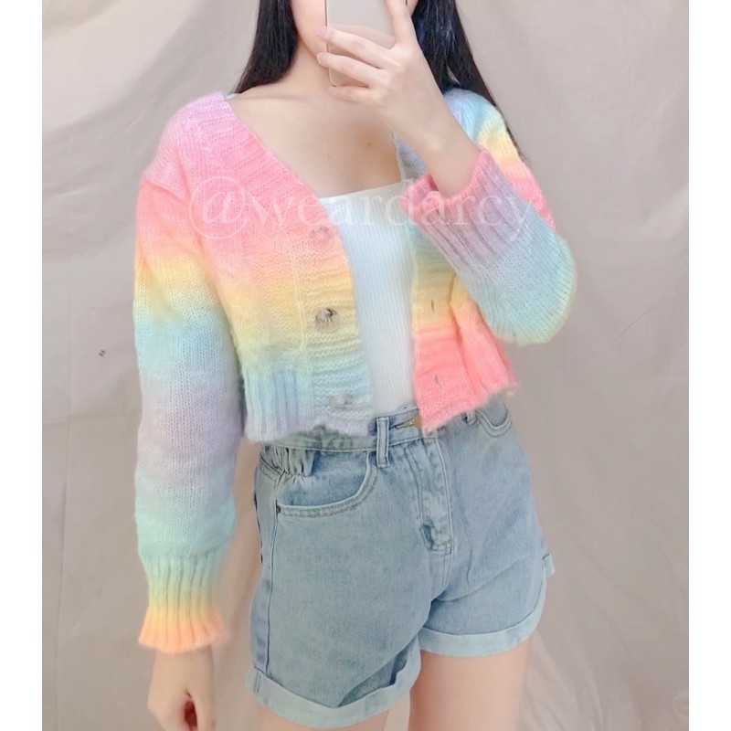 Weardarcy - JISOO Rainbow Button Cardigan