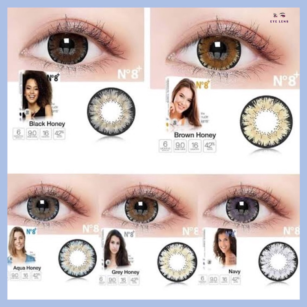 SOFTLENS ICE N8+ NORMAL &amp; MINUS -0.50 sd -2.50 FREE LENSCASE BIG EYES DIA 16MM BY EXOTICON / N.8+ / Softlen Soflen Soflens