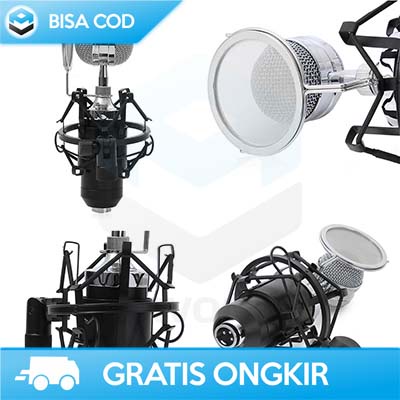 CONDENSER MICROPHONE TAFFSTUDIO BM 8000 DENGAN SHOCK PROOF MOUNT ORI