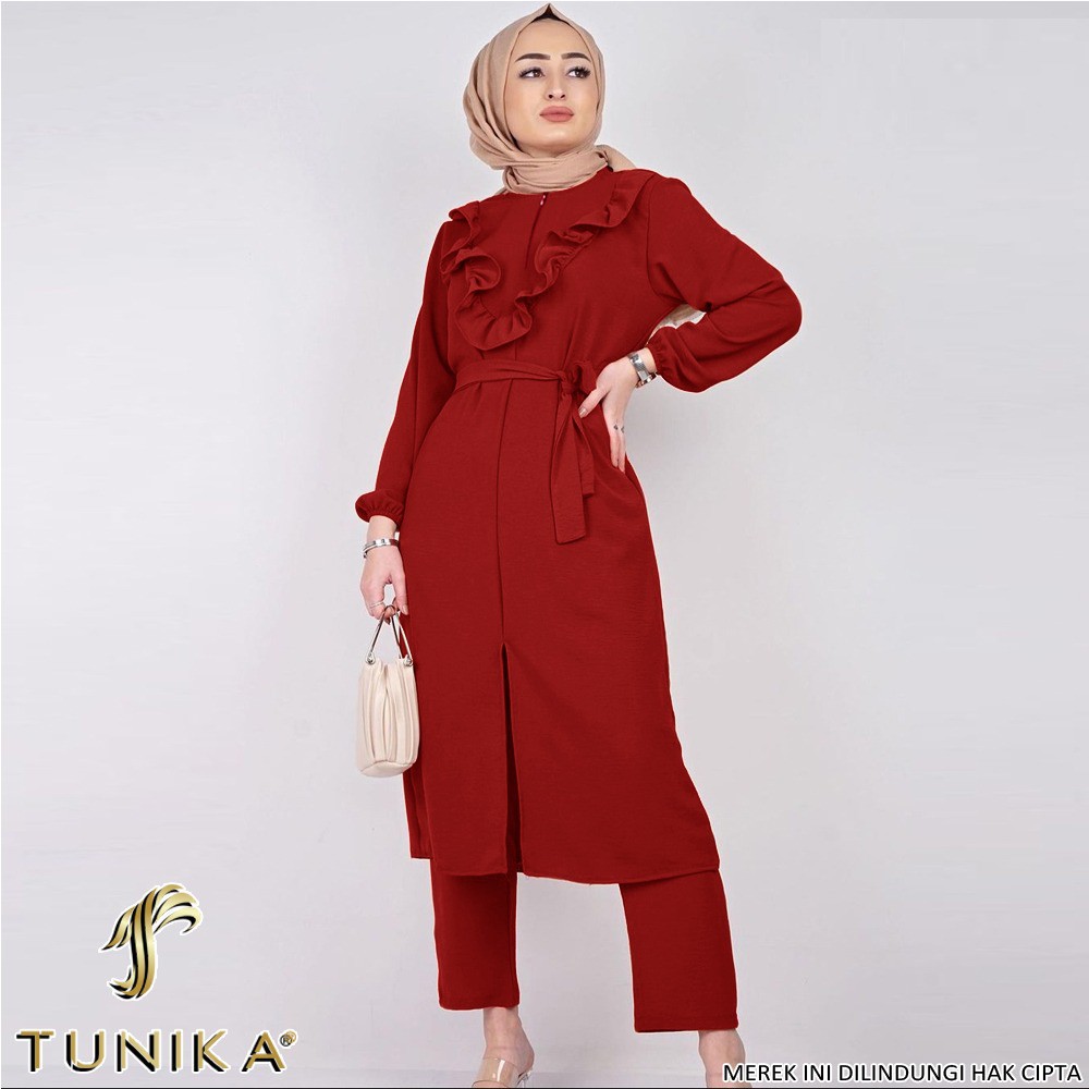 Baju Setelan Wanita Kekinian - One set Wanita - Setelan Tunik - Set Rinosa dan Set Rinsa - Lexoir-Set Rinosa Maroon