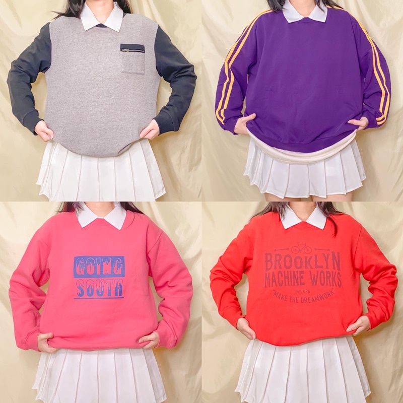 Thrift Crewneck, Crewneck Oversize, Sweater Oversize Thrift - Premium, Branded, Lengan Balon, Murah