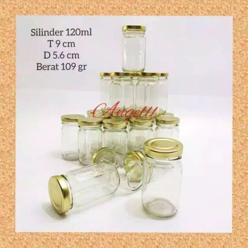 BOTOL KACA SILINDER 120ML + TUTUP SENG BARU / JAR 120 ML HARGA GROSIR / BOTOL KACA 120 ML BARU / jkt138