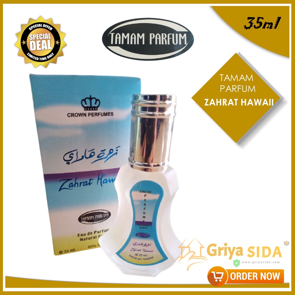 Parfum Zahrat hawaii Spray 35ml TAMAM original minyak wangi silver mirip al rehab spray PROMO!!