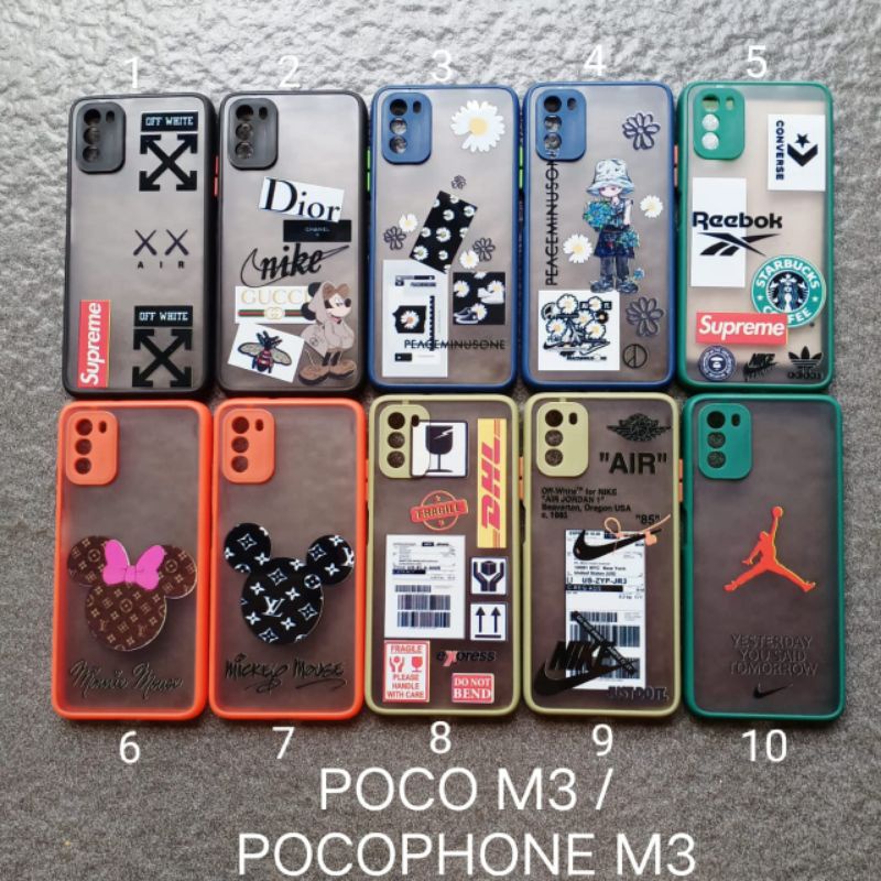 Case gambar Xiaomi Pocophone M3 . Poco M3 motif brand soft softcase softshell silikon cover casing kesing housing