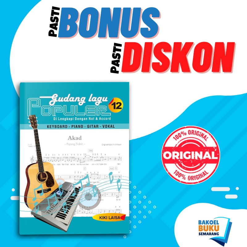 Buku Musik Pop Indonesia Gudang Lagu Populer 3, 4, 6, 7, 9, 10, 11, 12 Partitur Not Balok dan Angka 