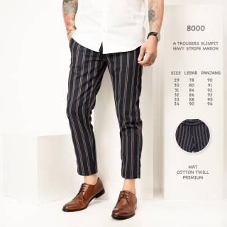  CELANA  SLIMFIT PRIA  STRIPE CELANA  STRIPES BLACK CELANA  