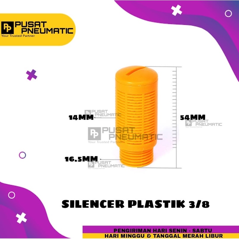 SILENCER PLASTIK PNEUMATIC UKURAN 3/8" PSU / PSL 03