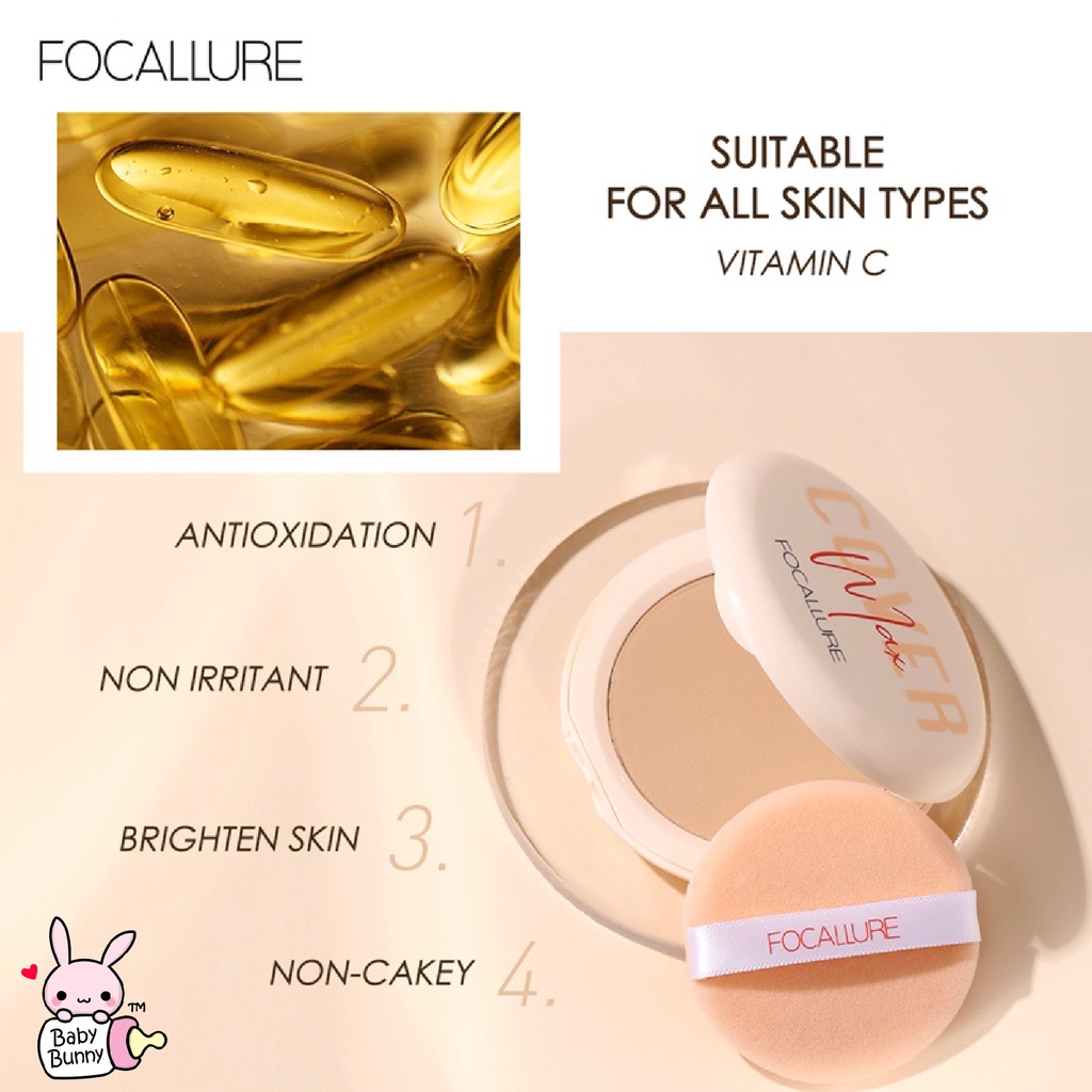 ❤ BELIA ❤ FOCALLURE Two Way Cake Pressed Powder | Oil-Control Bedak Padat Fine Power FA155 | BPOM