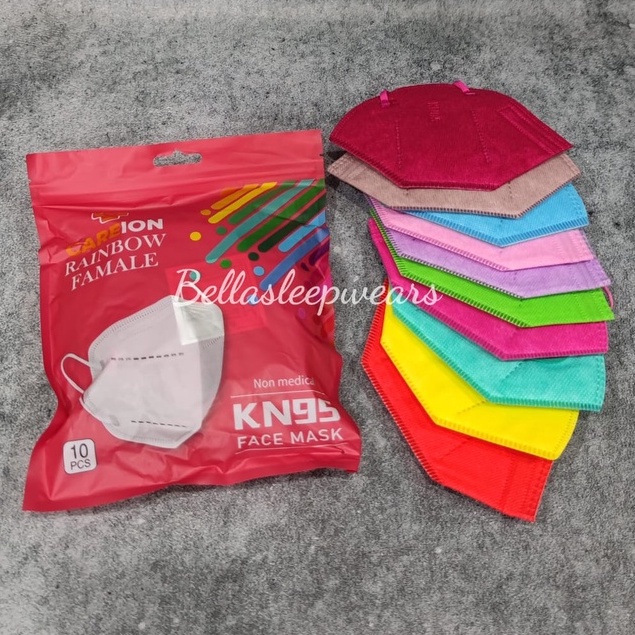 KN95 CAREION RAINBOW MIX 10PC - MASKER KN95 CAREION 5PLY SUDAH MIX WARNA KEMENKES