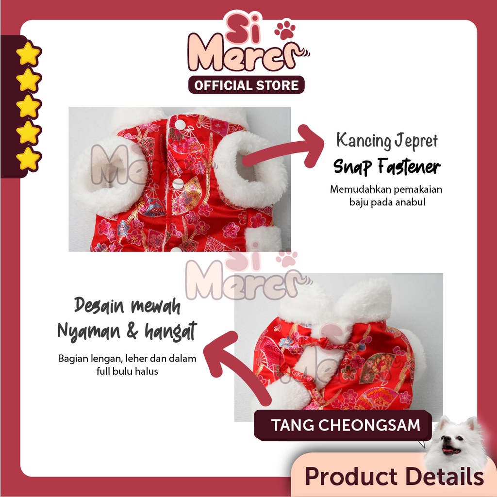 Baju Cheongsam Anjing Kucing Baju Imlek Anjing Kucing Chinese New Year Lucu Small Breeds Anjing Kucing Kecil