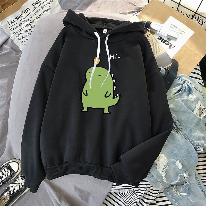 Cute Moster hoodie Sweater Wanita Kekinian Style Korea I Sweter Huodie Tebal Bahan Fleece