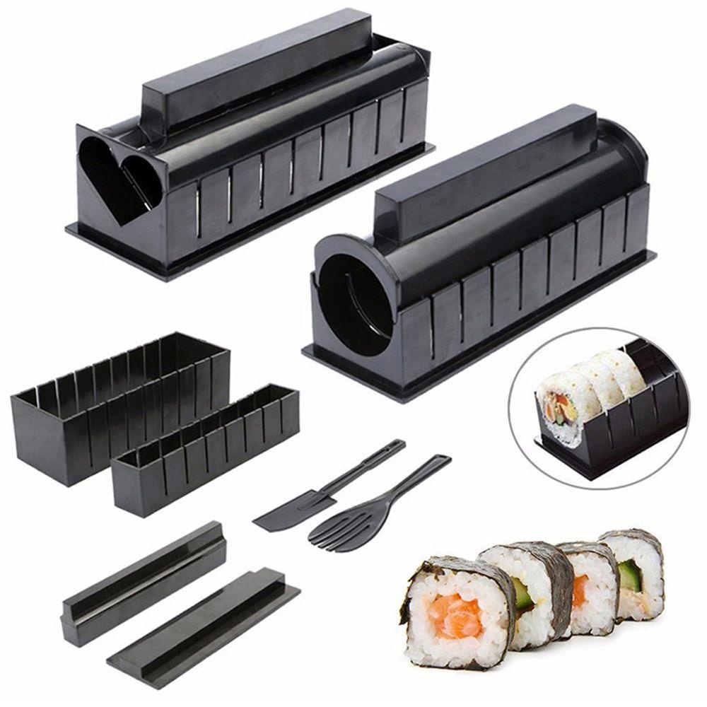 Top 3/10pcs Sushi Maker Peralatan Kit Multifungsi Cooker DIY Cetakan Roll Kue