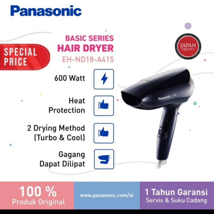 Hair Dryer Panasonic EHND18 / Panasonic EH ND18 Hair Dryer 600w 3Speed - Navy