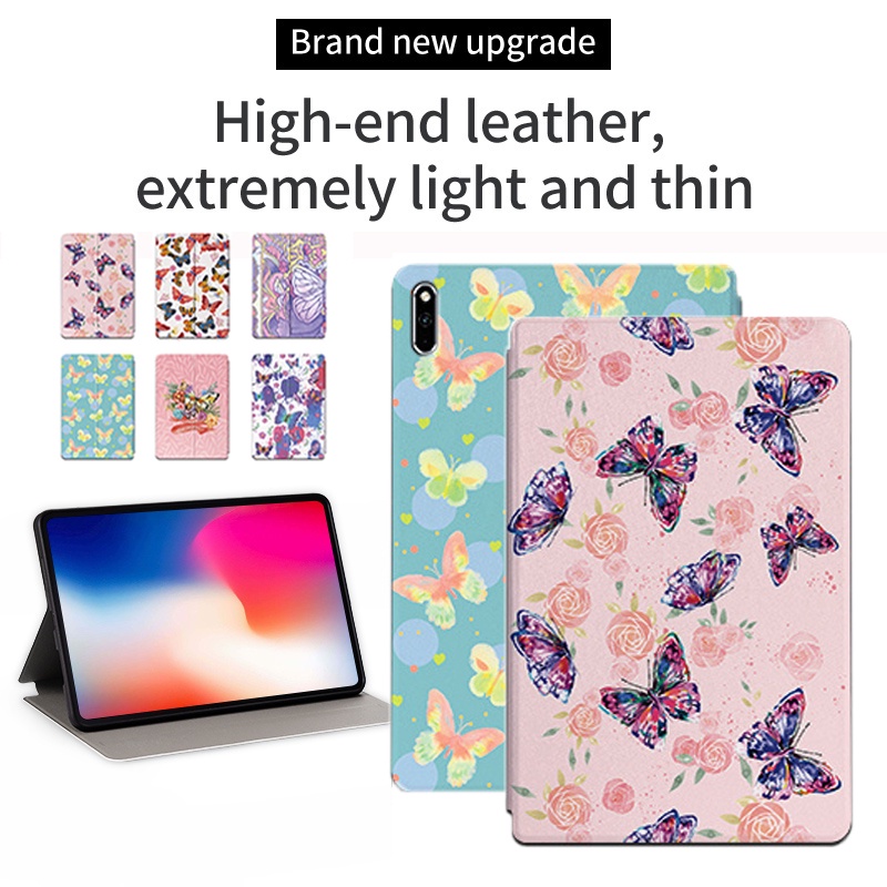 Untuk Huawei MatePad 10.4 (2020 /2022) BAH4-W09 BAH4-AL10 BAH3-W09 BAH3-AL00 BAH3-L09 BAH3-W59 Tablet Flip Casing Fashion Fancy Leather Case Warna Butterfly Series Stand Cover