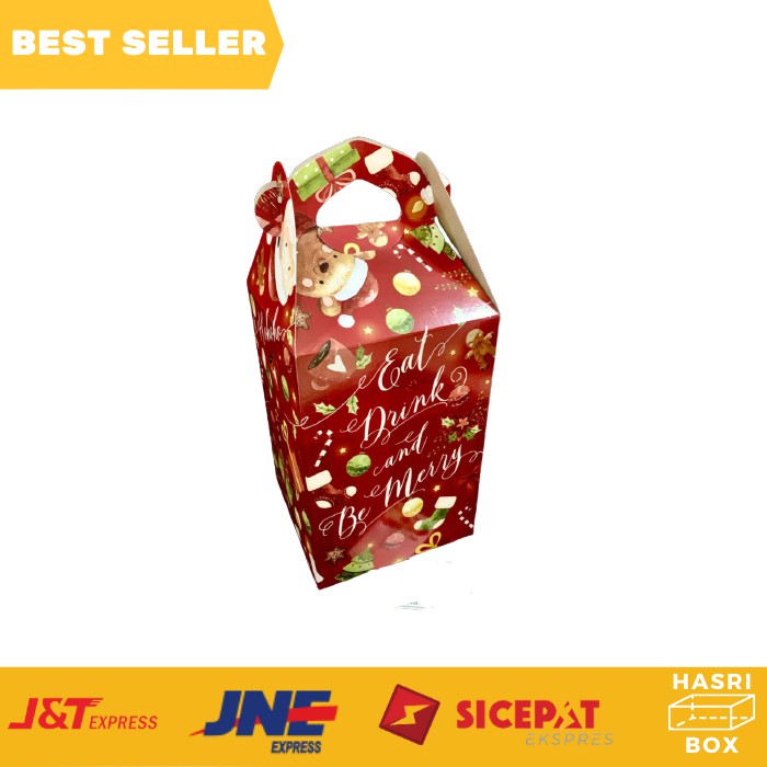 Dus Toples Natal Kotak Kue Hampers Natal Box natal Dus tenteng Box Dus Toples 500gr isi 3 Kotak -5pc