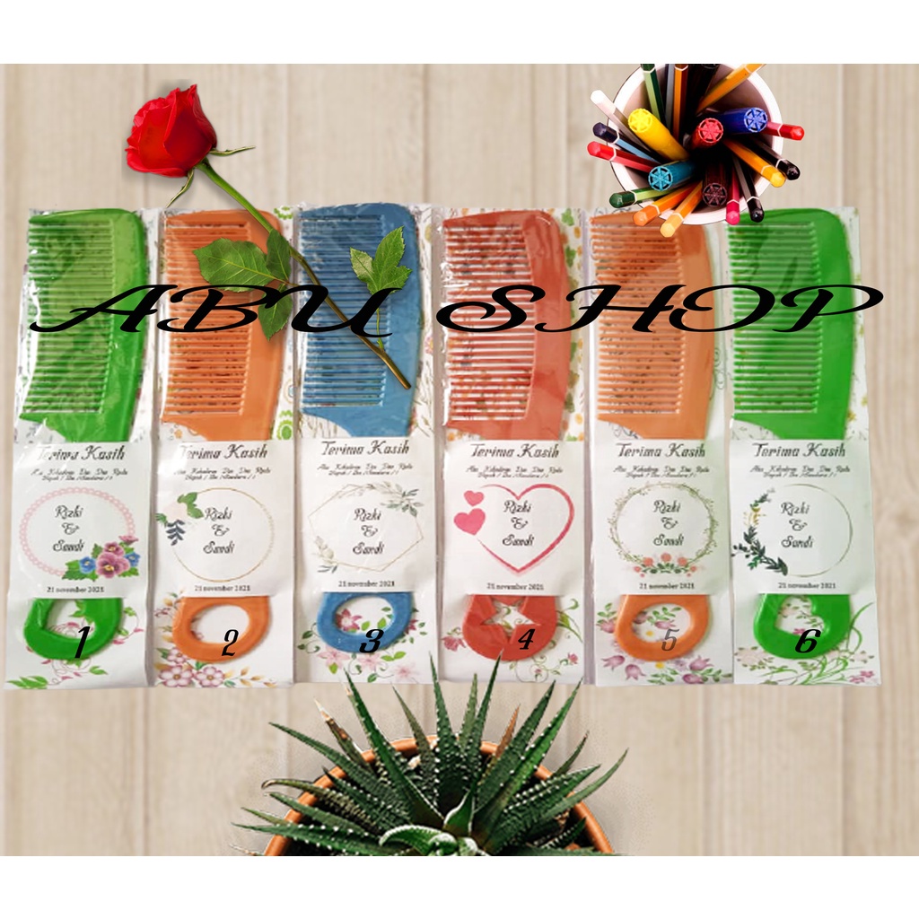 BISA COD SOUVENIR PERNIKAHAN MURAH SISIR BESAR PAKAI ALAS DAN NAMA CATEN