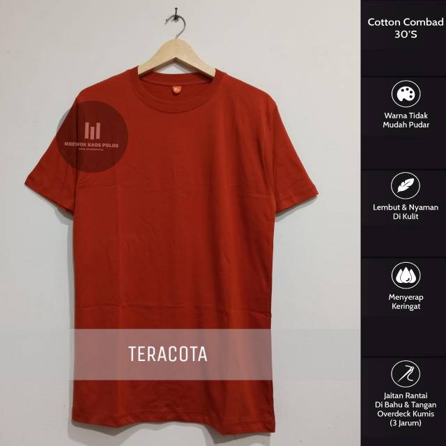 KAOS PENDEK TERACOTA MERAH BATA KAOS DISTRO KAOS MURAH COTTON COMBAD 30s BUKAN CARDED KAOS BANDUNG