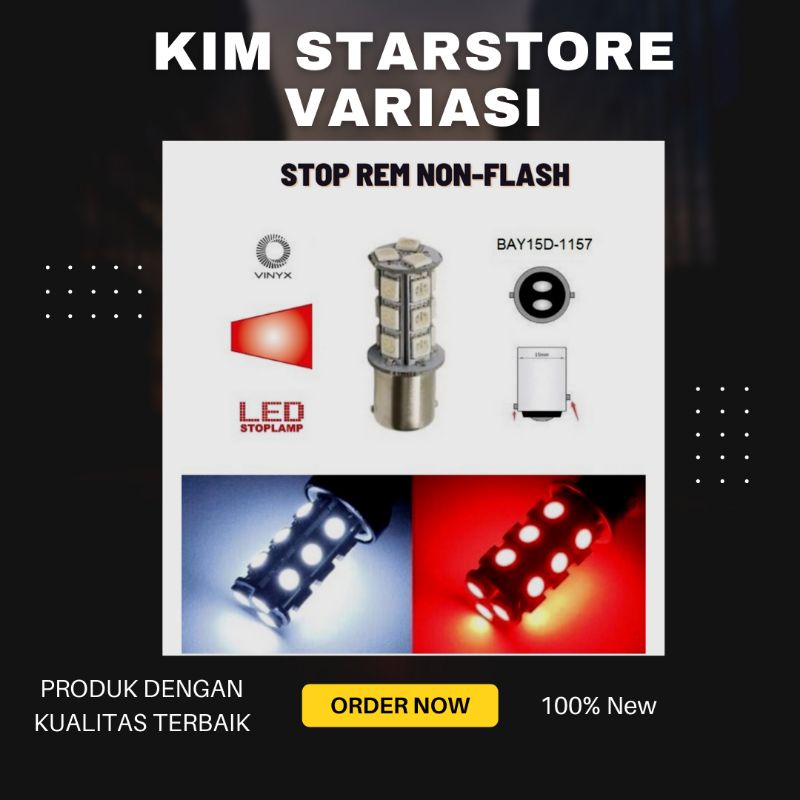 Lampu LED Stop Rem Mode Diam 1157 18 Mata 12 Volt Bayonet Stoplamp Tidak Kedip Mobil Motor Universal