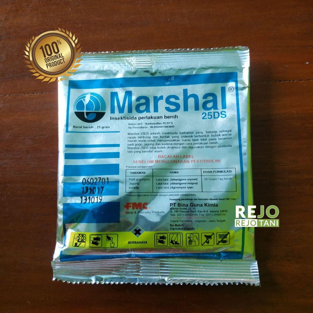 Marshal Bubuk Insektisida obat hama lalat bibit pada tanaman padi, jagung, kedelai dll