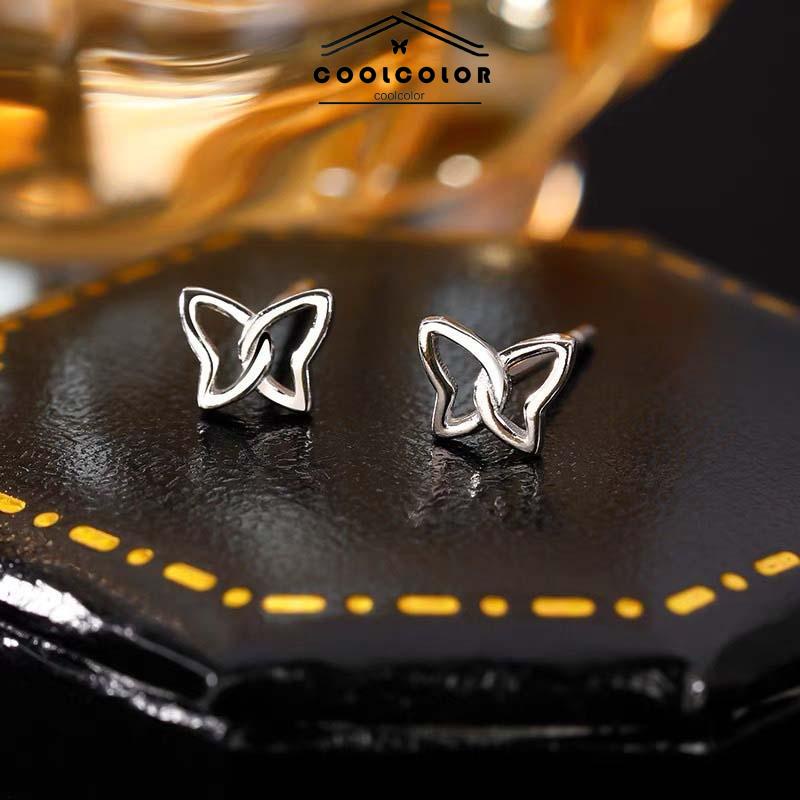 COD 1Sepasang S925 Anting Pejantan Kupu-kupu Perak untuk Siswa Perempuan Anting Desain Kecil Serbaguna Sederhana- cl